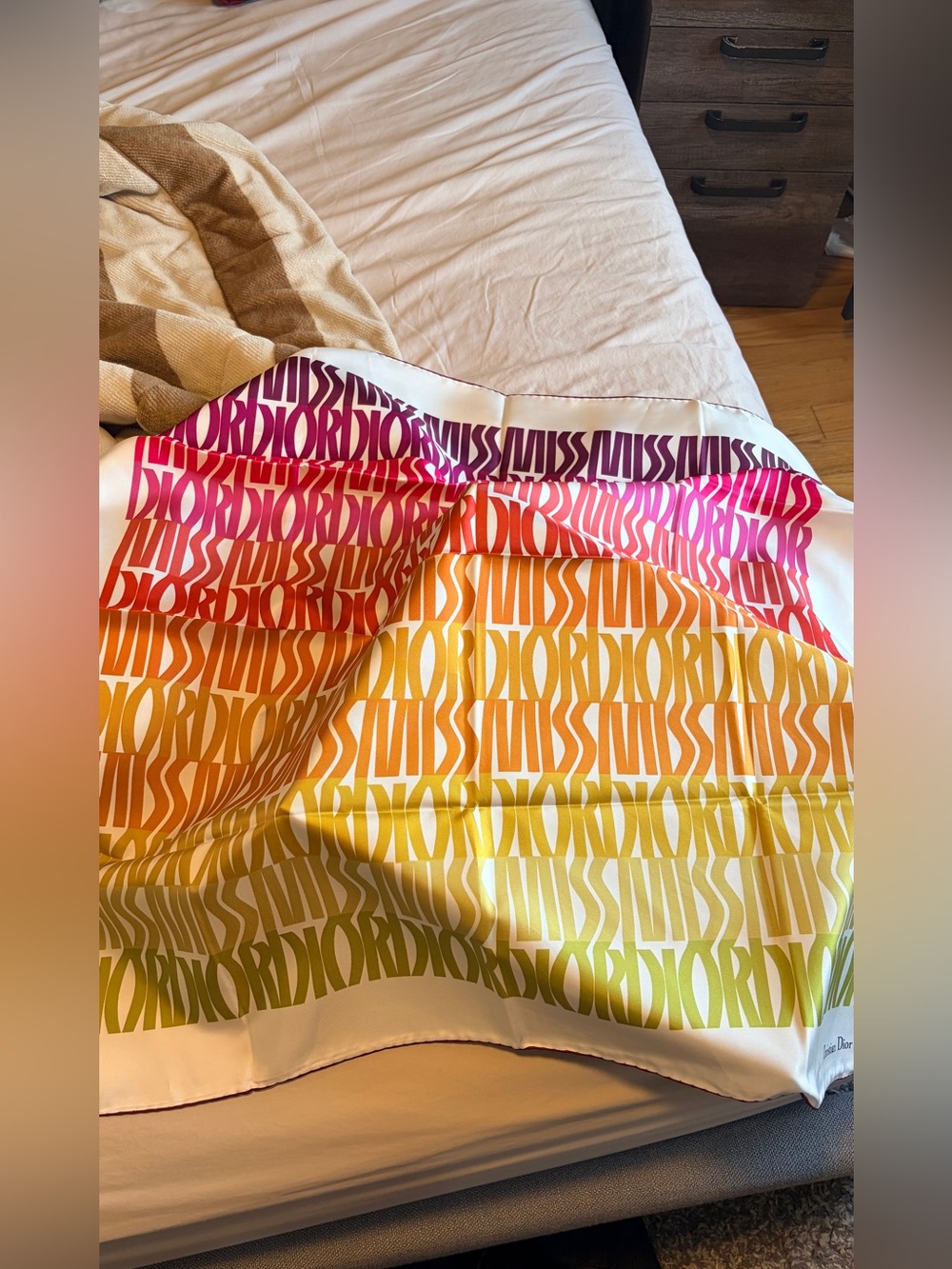 Dior miss dior Colorful Gradient Logo Silk Scarf - Multicolor